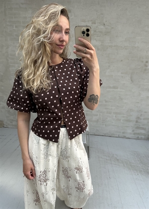 Anela dot bluse Mørkebrun Neo Noir 